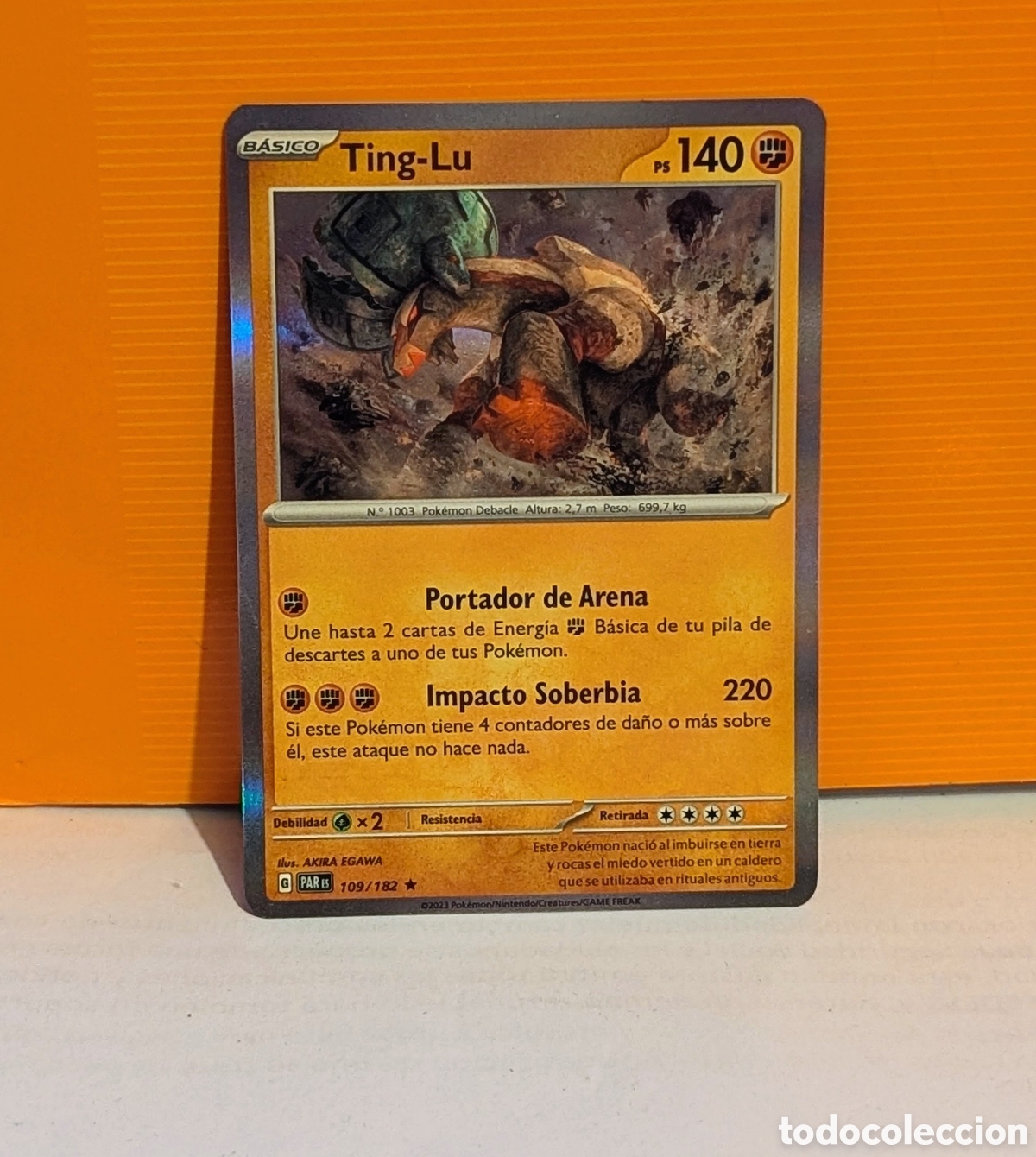 Coleccionismo cromos antiguos: Cromo Card Pok&eacute;mon Ting-Lu (109/182) de la expansi&oacute;n Escarlata y P&uacute;rpura - Brecha Parad&oacute;jica
