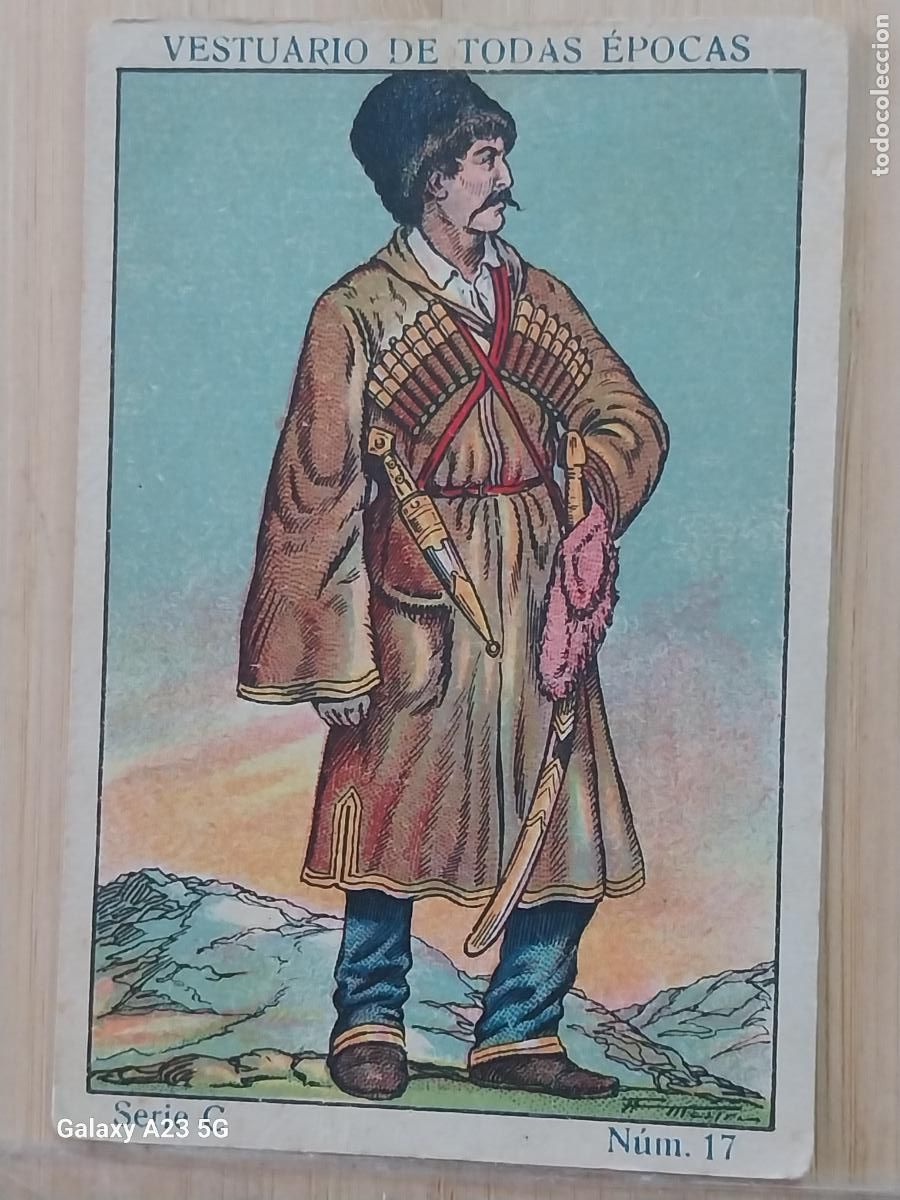 Coleccionismo cromos antiguos: COSACO CAUCASO A&Ntilde;OS 1920 CROMO 17 PROMO CHOCOLATES 9.8X6.7CMS * VESTUARIO TRAJE