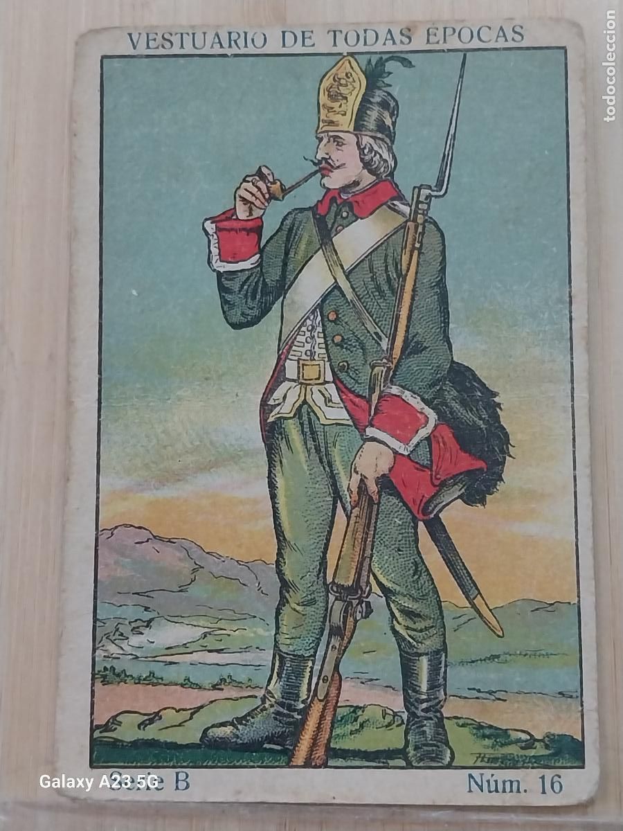 Coleccionismo cromos antiguos: INFANTERIA CARLOS IV SOLDADO A&Ntilde;OS 1920 CROMO 16 PROMO CHOCOLATES 9.8X6.7CMS VESTUARIO TRAJE ++