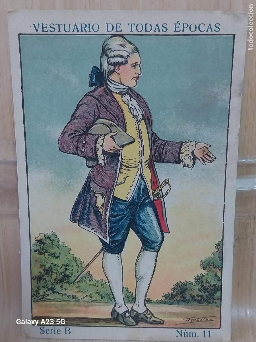 Collectable Antique Stickers: EPOCA CARLOS IV VESTIMENTA A&Ntilde;OS 1920 CROMO 11 *** PROMO CHOCOLATES 9.8X6.7CMS VESTUARIO TRAJE ++