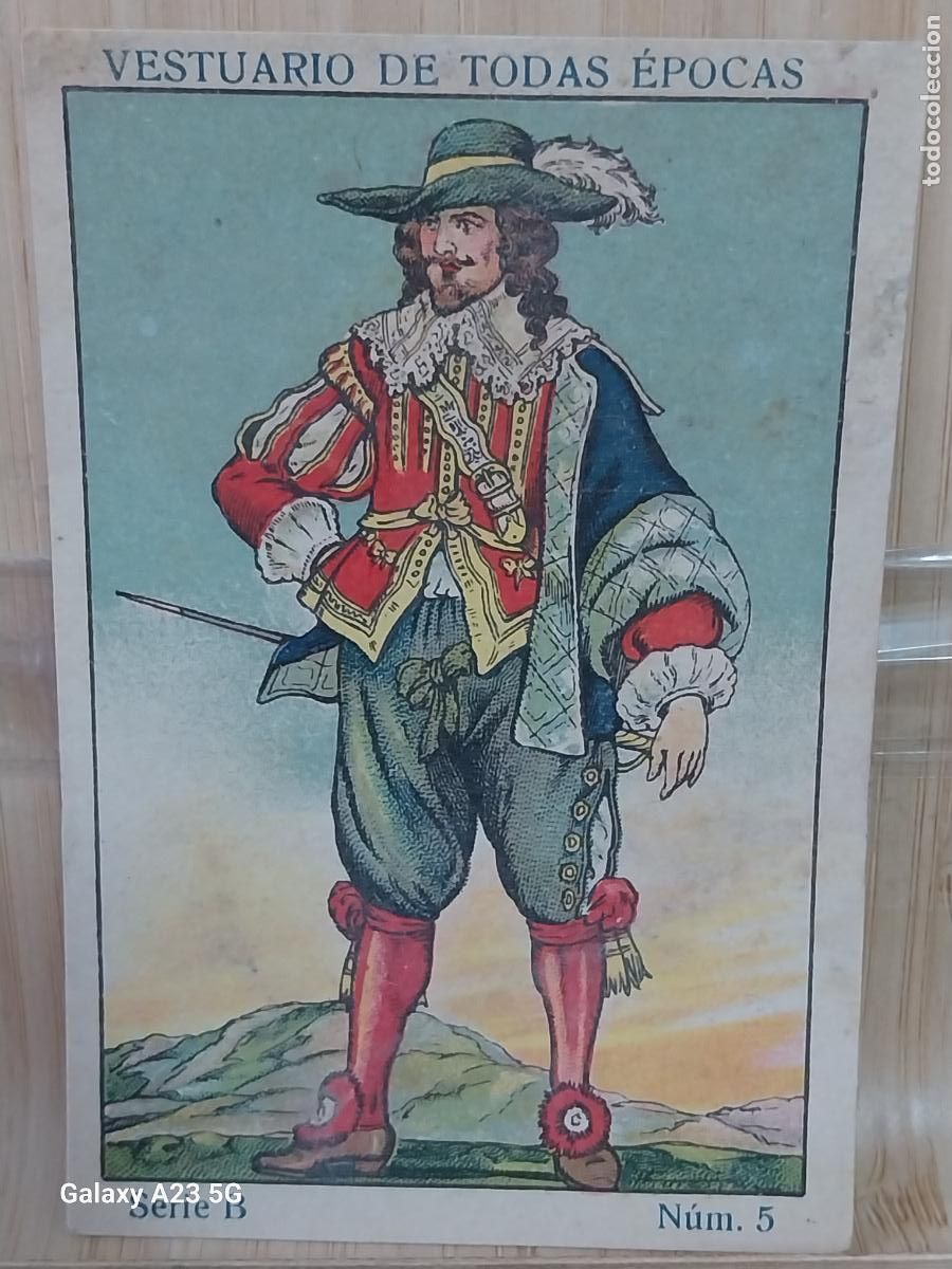 Coleccionismo cromos antiguos: TRAJE EPOCA FELIPE BORBON 1702 A&Ntilde;OS 1920 CROMO 5 *** PROMO CHOCOLATES 9.8X6.7CMS VESTUARIO