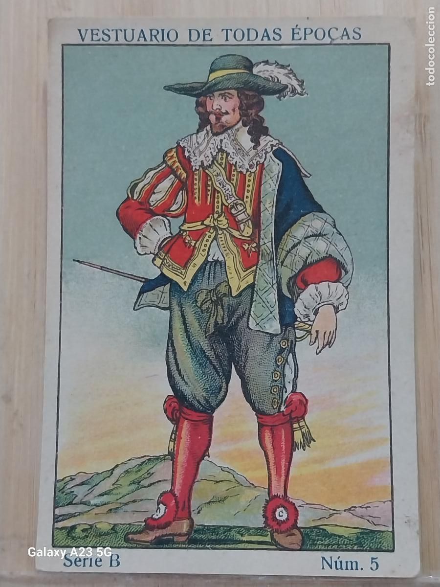 Coleccionismo cromos antiguos: TRAJE EPOCA FELIPE BORBON 1702 A&Ntilde;OS 1920 CROMO 5 ** PROMO CHOCOLATES 9.8X6.7CMS VESTUARIO