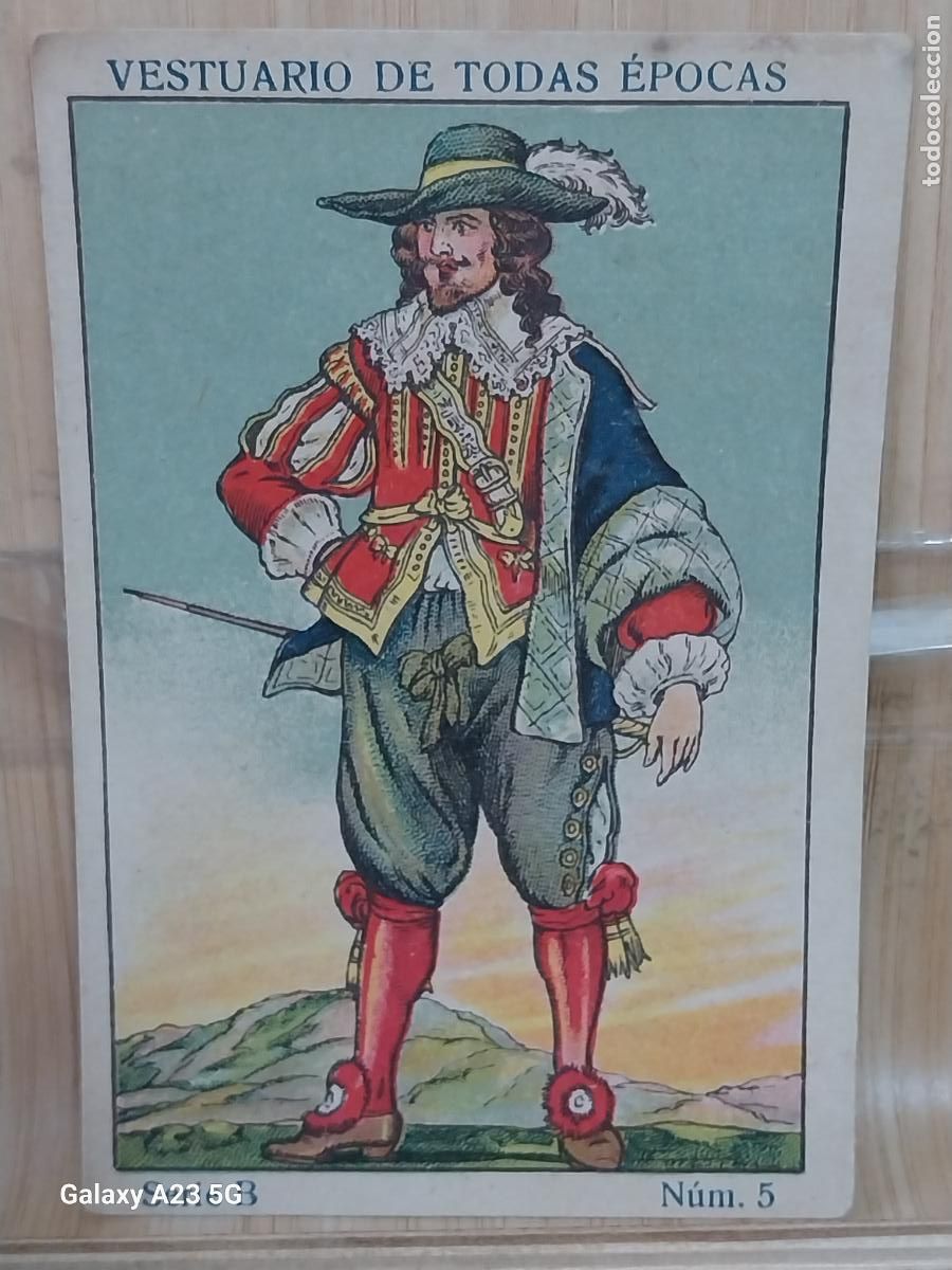 Coleccionismo cromos antiguos: TRAJE EPOCA FELIPE BORBON 1702 A&Ntilde;OS 1920 CROMO 5 * PROMO CHOCOLATES 9.8X6.7CMS VESTUARIO
