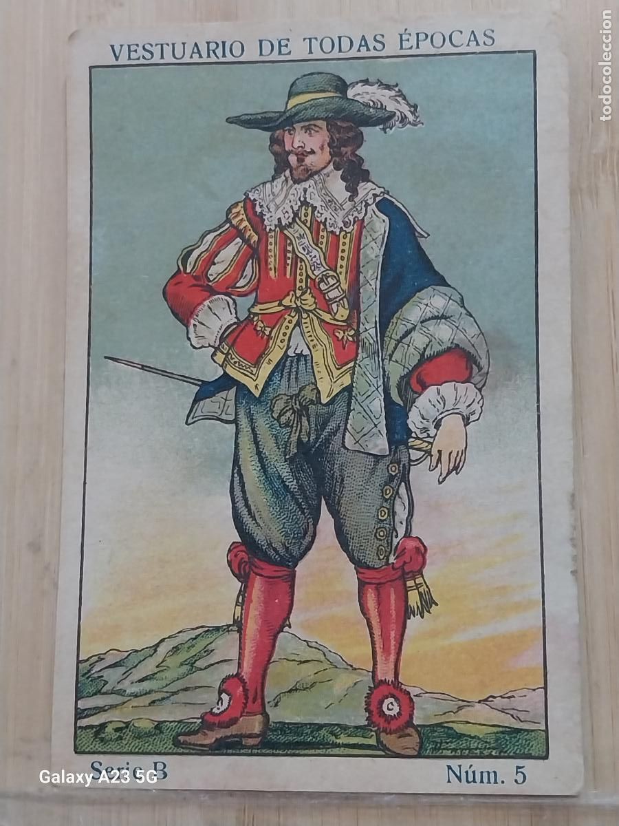 Coleccionismo cromos antiguos: TRAJE EPOCA FELIPE BORBON 1702 A&Ntilde;OS 1920 CROMO 5 -- PROMO CHOCOLATES 9.8X6.7CMS VESTUARIO