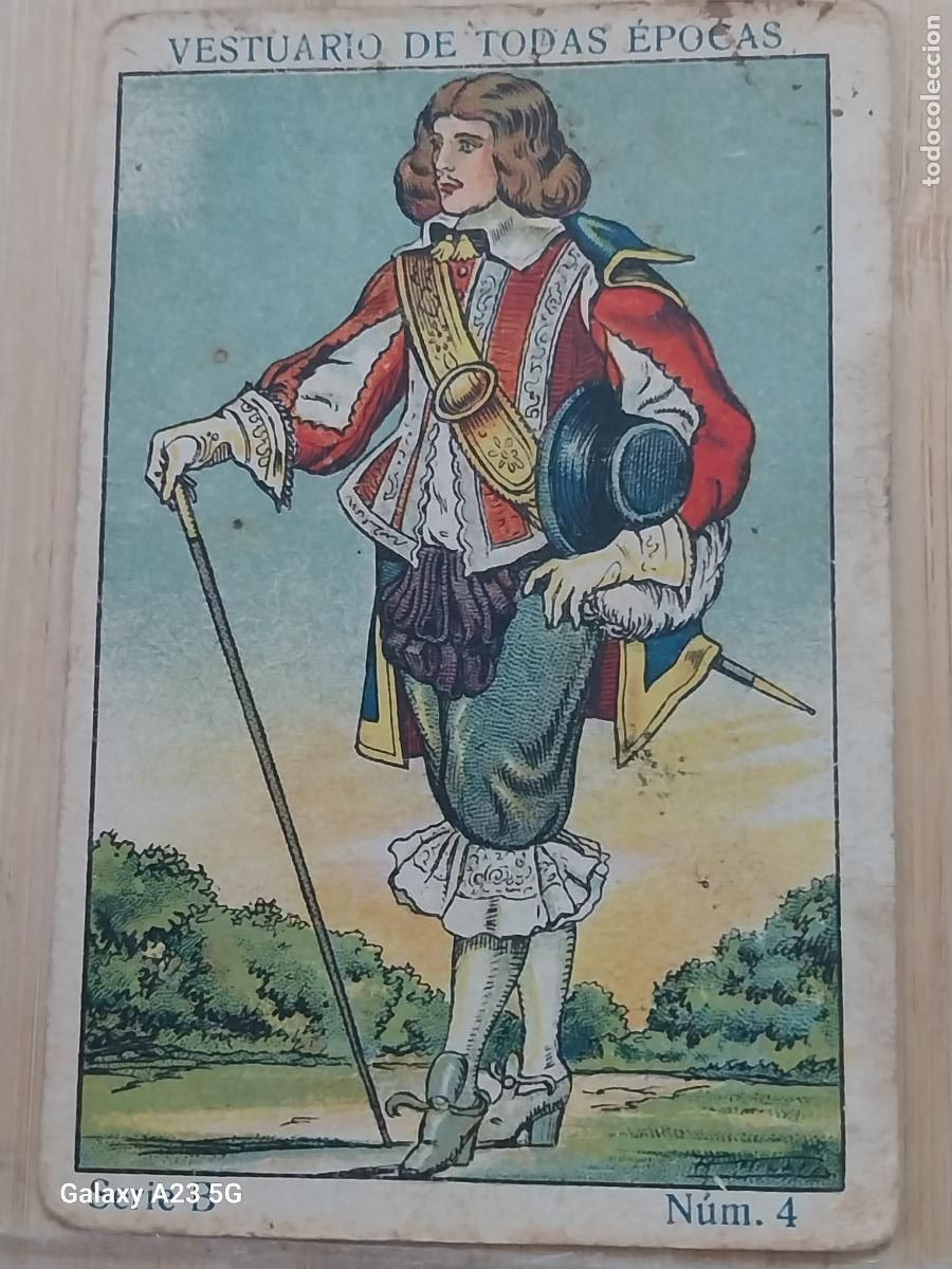 Coleccionismo cromos antiguos: TRAJE EPOCA CARLOS II CABALLERO A&Ntilde;OS 1920 CROMO 4 -- PROMO CHOCOLATES 9.8X6.7CMS VESTUARIO
