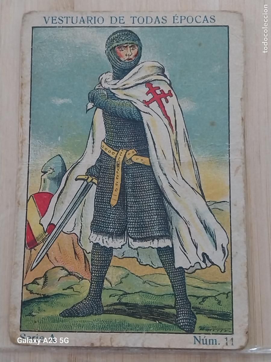 Coleccionismo cromos antiguos: TEMPLARIO CABALLERO EPOCA CARLOS I A&Ntilde;OS 1920 CROMO 11 -**** PROMO CHOCOLATES 9.8X6.7CMS VESTUARIO