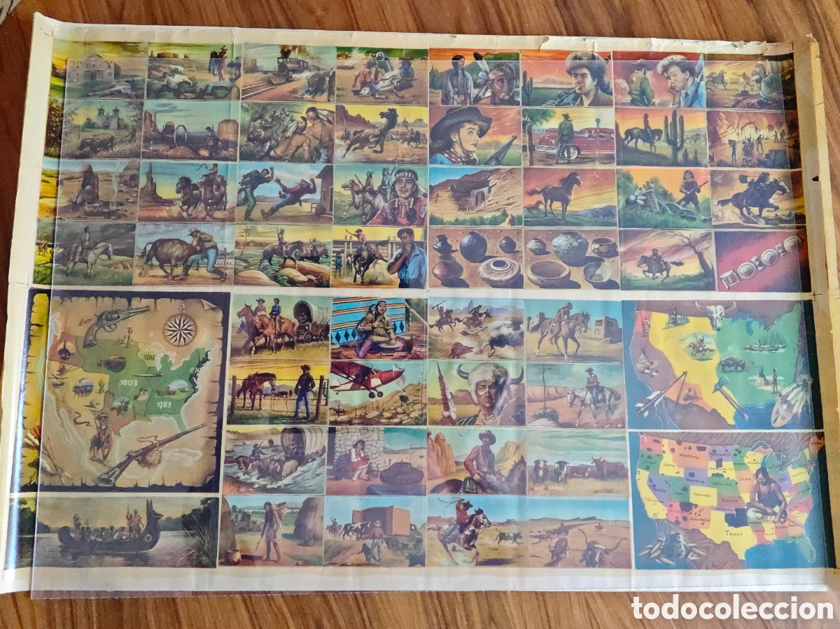Collectable Antique Stickers: Album Lejano Oeste. L&aacute;mina de cromos sin cortar. Original. 77 x 53 ctms