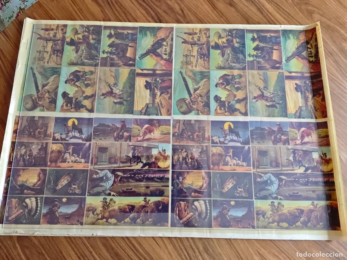 Coleccionismo cromos antiguos: Album Lejano Oeste. L&aacute;mina de cromos sin cortar. Original. 77 x 53 ctms