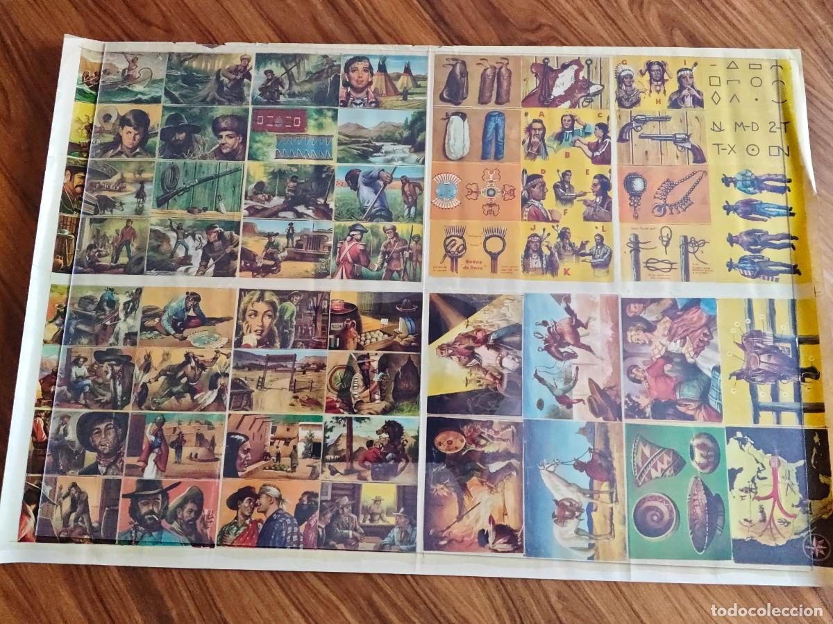 Colecionismo Cromos antigos: Album Lejano Oeste. L&aacute;mina de cromos sin cortar. Original. 77 x 53 ctms