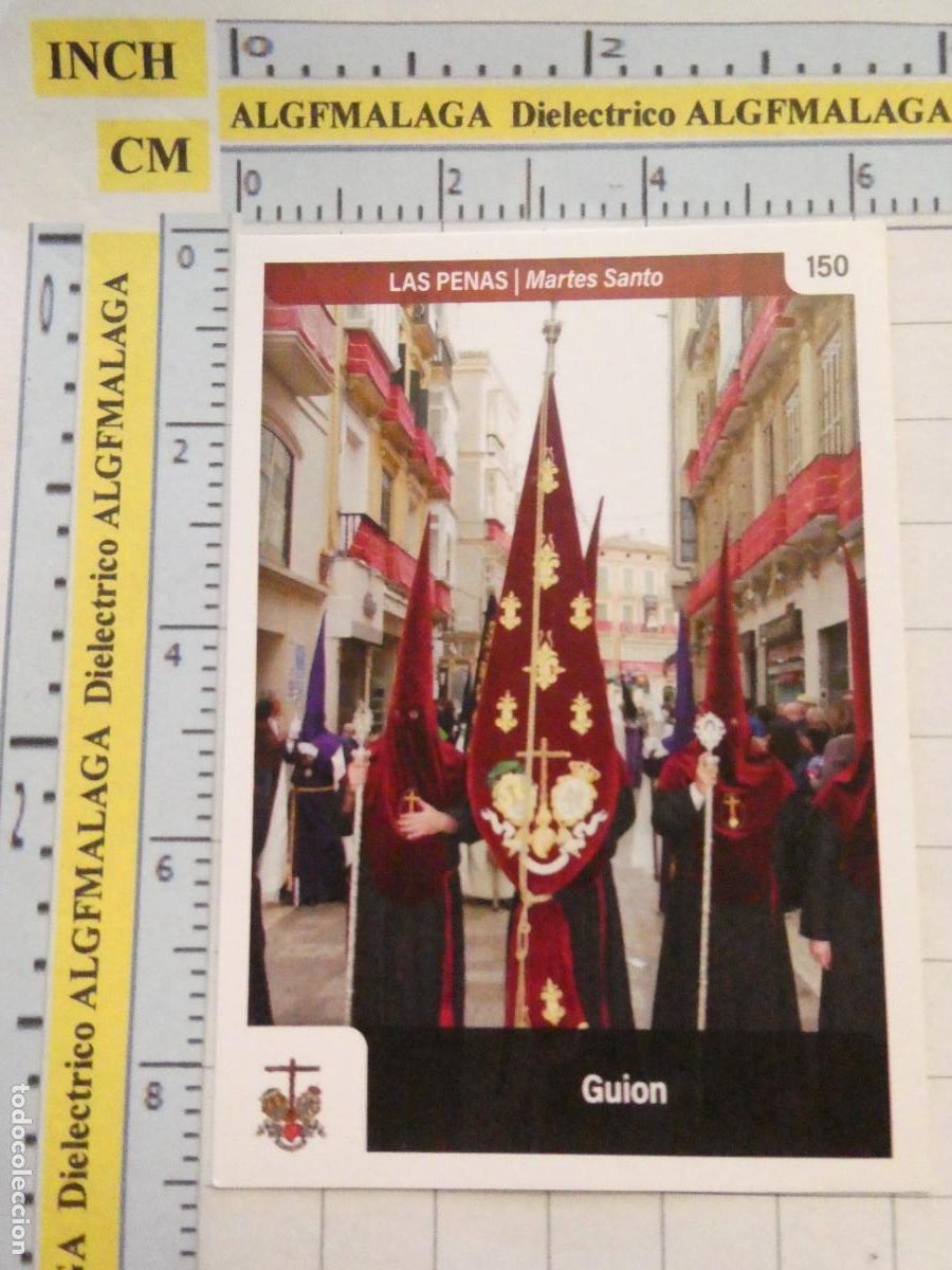 Coleccionismo cromos antiguos: CROMO TARJETA HOLY CARDS SEMANA SANTA M&Aacute;LAGA. 150 LAS PENAS GUI&Oacute;N