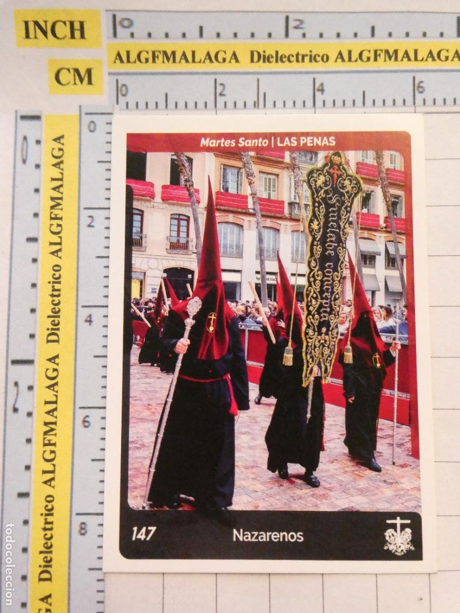 Coleccionismo cromos antiguos: CROMO TARJETA HOLY CARDS SEMANA SANTA M&Aacute;LAGA. 147 LAS PENAS NAZARENOS