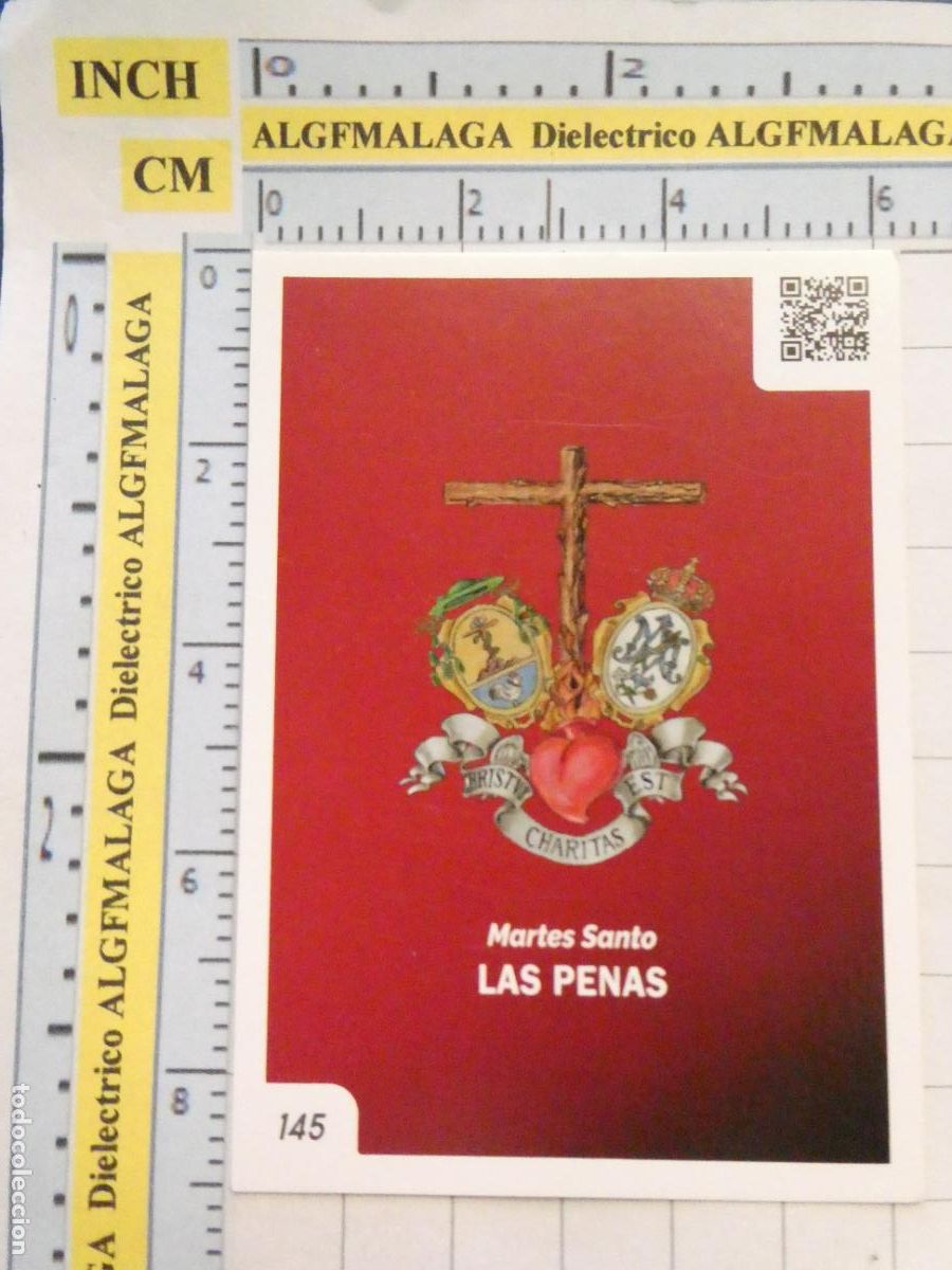 Coleccionismo cromos antiguos: CROMO TARJETA HOLY CARDS SEMANA SANTA M&Aacute;LAGA. 145 LAS PENAS ESCUDO