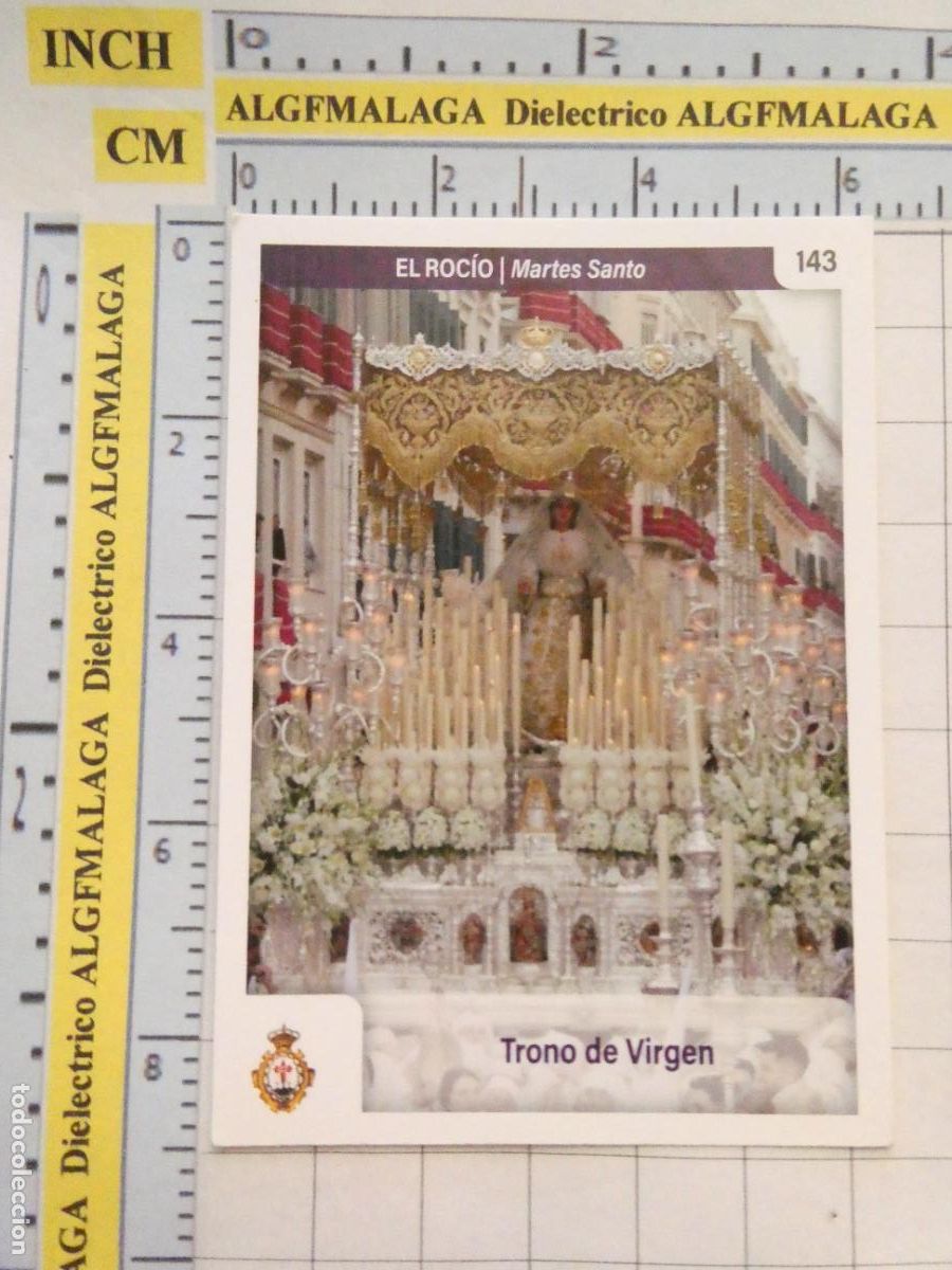Coleccionismo cromos antiguos: CROMO TARJETA HOLY CARDS SEMANA SANTA M&Aacute;LAGA. 143 EL ROC&Iacute;O TRONO DE LA VIRGEN