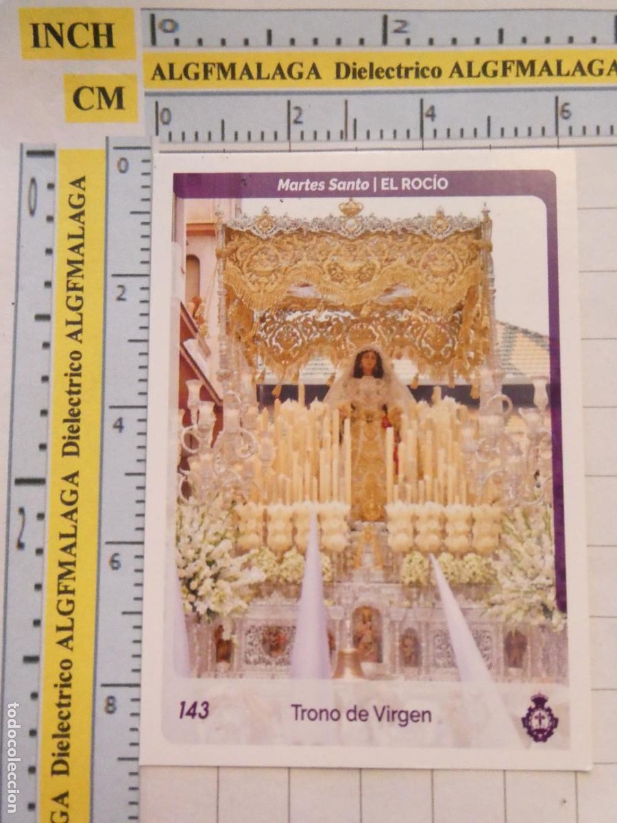 Coleccionismo cromos antiguos: CROMO TARJETA HOLY CARDS SEMANA SANTA M&Aacute;LAGA. 143 EL ROC&Iacute;O TRONO DE LA VIRGEN