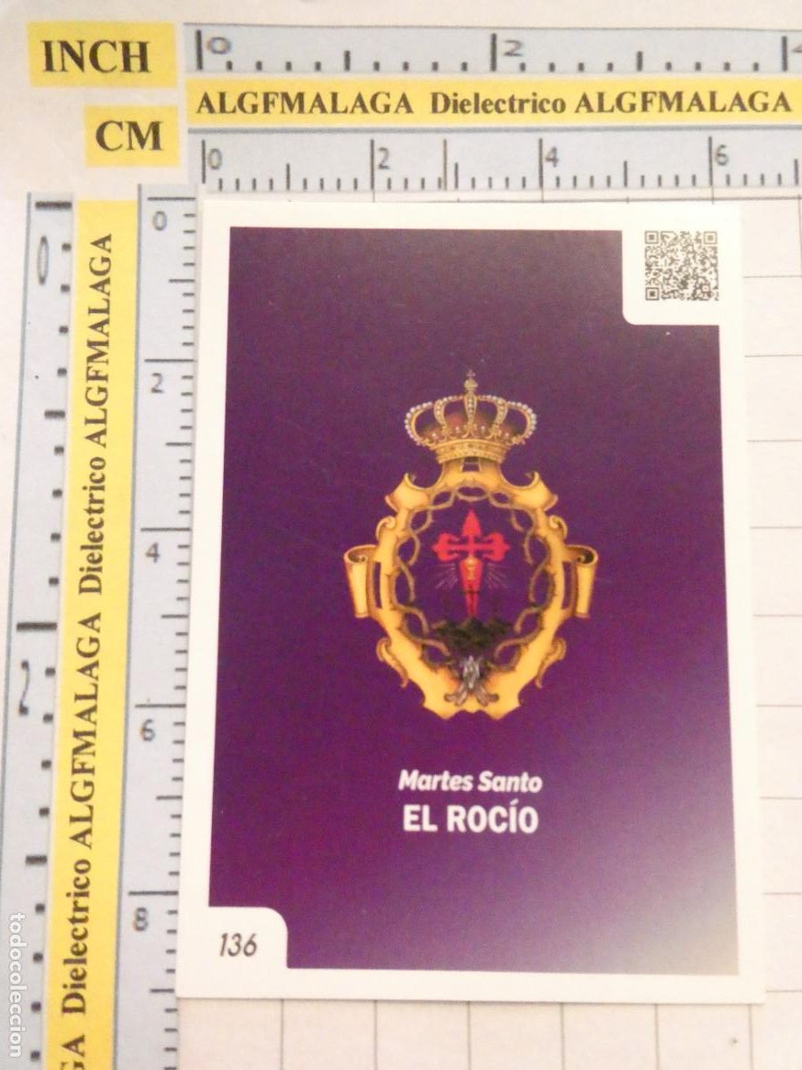 Coleccionismo cromos antiguos: CROMO TARJETA HOLY CARDS SEMANA SANTA M&Aacute;LAGA. 136 ROC&Iacute;O ESCUDO
