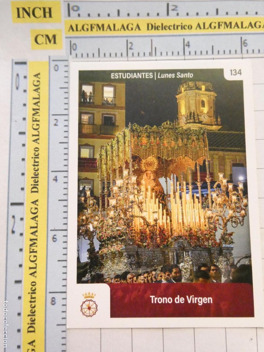 Coleccionismo cromos antiguos: CROMO TARJETA HOLY CARDS SEMANA SANTA M&Aacute;LAGA. 134 ESTUDIANTES TRONO DE LA VIRGEN