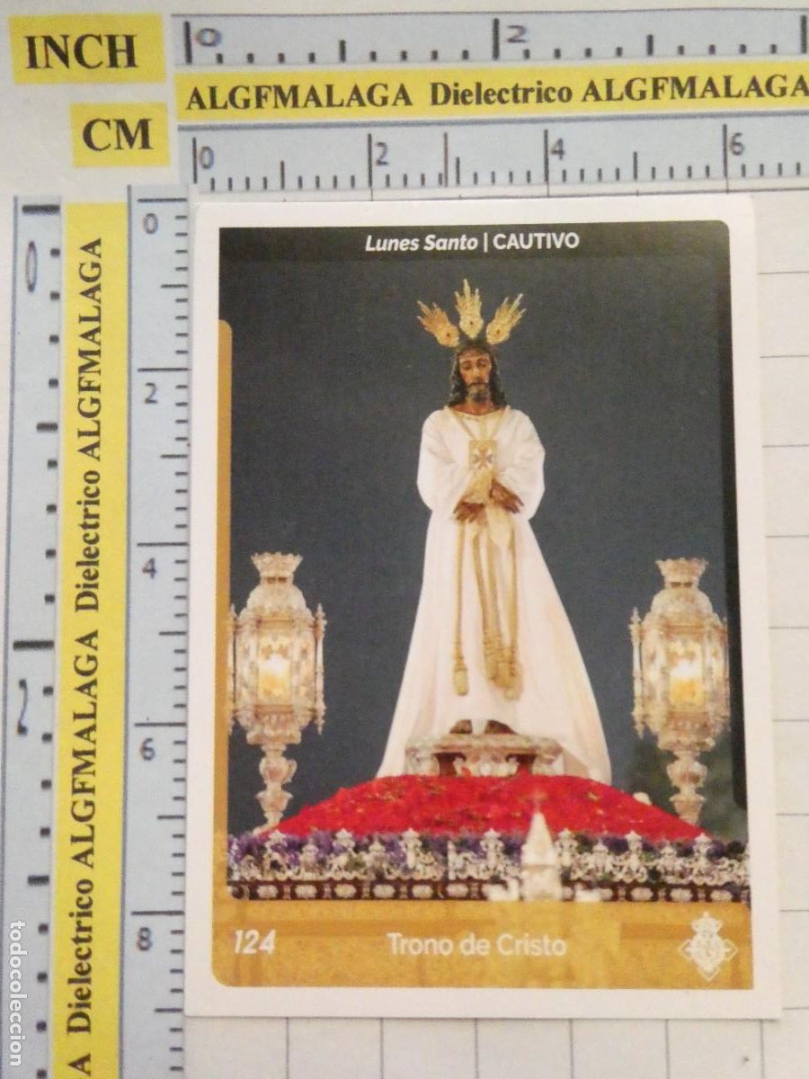 Coleccionismo cromos antiguos: CROMO TARJETA HOLY CARDS SEMANA SANTA M&Aacute;LAGA. 124 CAUTIVO TRONO DE CRISTO