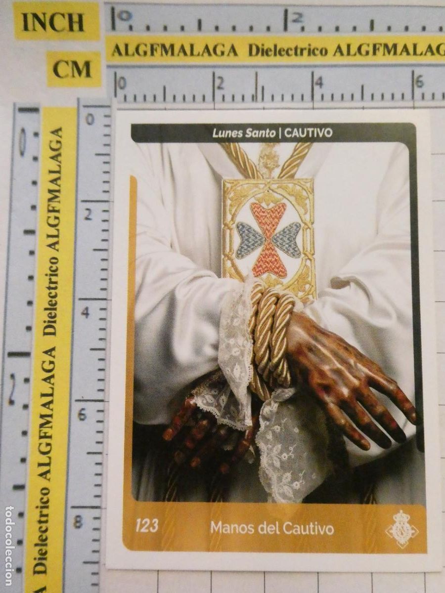 Coleccionismo cromos antiguos: CROMO TARJETA HOLY CARDS SEMANA SANTA M&Aacute;LAGA. 123 CAUTIVO MANOS JES&Uacute;S CAUTIVO