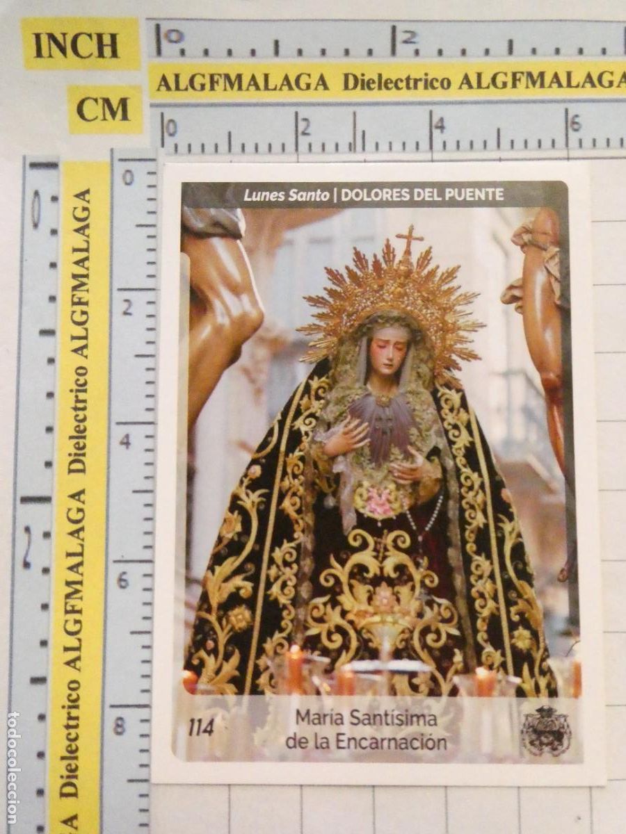 Coleccionismo cromos antiguos: CROMO TARJETA HOLY CARDS SEMANA SANTA M&Aacute;LAGA. 114 DOLORES DEL PUENTE MAR&Iacute;A STMA ENCARNACI&Oacute;N