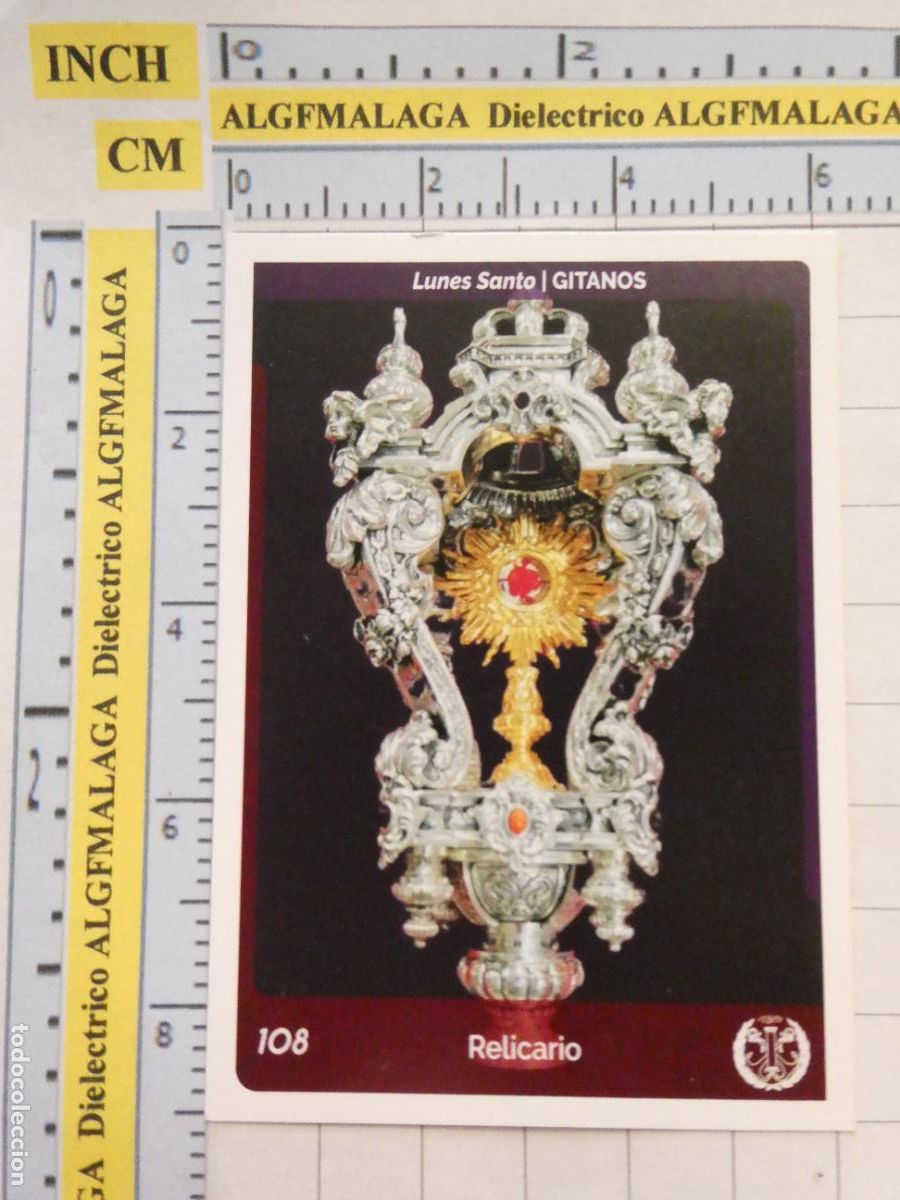 Coleccionismo cromos antiguos: CROMO TARJETA HOLY CARDS SEMANA SANTA M&Aacute;LAGA. 108 GITANOS RELICARIO