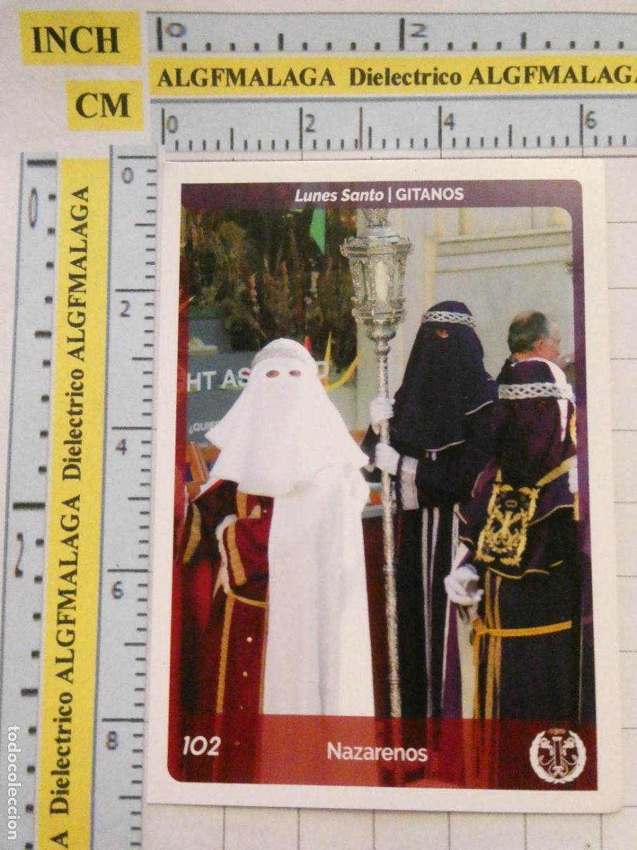 Coleccionismo cromos antiguos: CROMO TARJETA HOLY CARDS SEMANA SANTA M&Aacute;LAGA. 102 GITANOS NAZARENOS