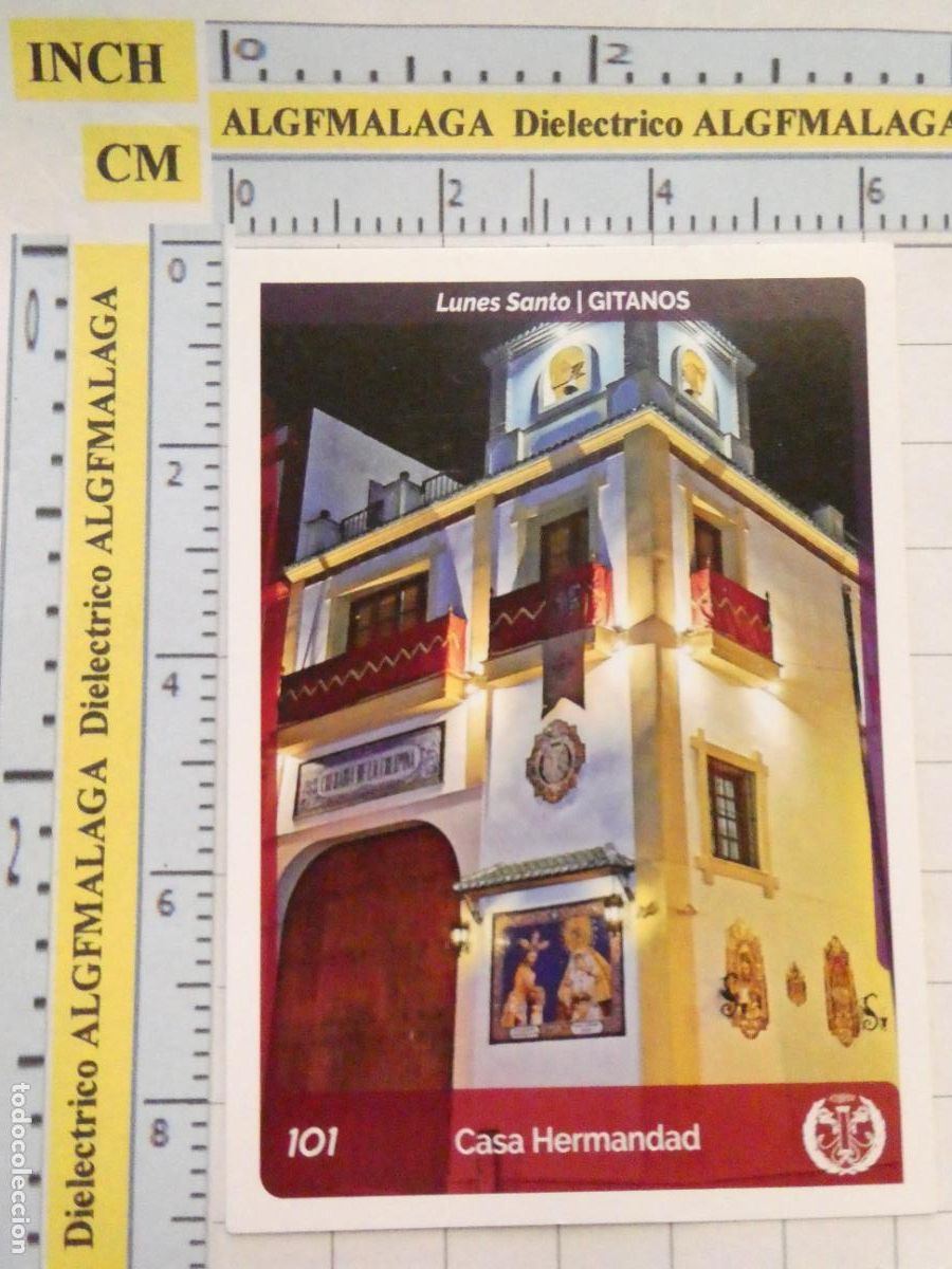 Coleccionismo cromos antiguos: CROMO TARJETA HOLY CARDS SEMANA SANTA M&Aacute;LAGA. 101 GITANOS CASA HERMANDAD