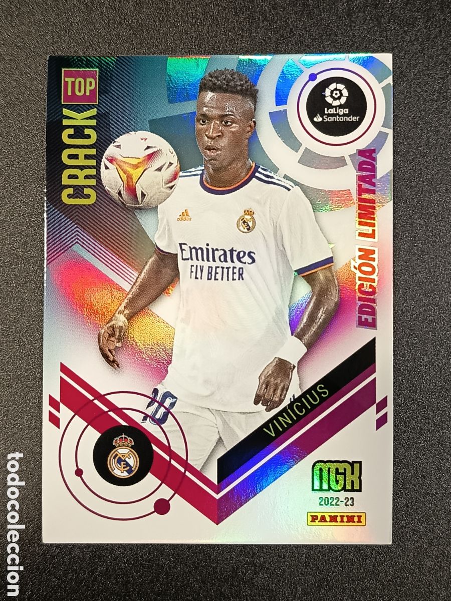 Coleccionismo cromos antiguos: CROMO CARD MEGACRACKS 2022-23 PANINI GOLEADOR TOP CRACK VINICIUS EDICI&Oacute;N LIMITADA