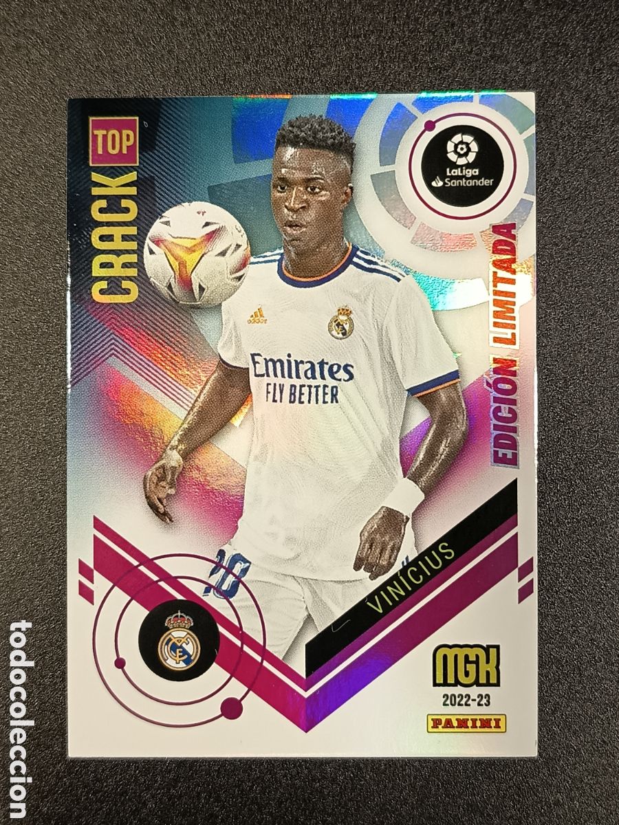 Coleccionismo cromos antiguos: CROMO CARD MEGACRACKS 2022-23 PANINI GOLEADOR TOP CRACK VINICIUS EDICI&Oacute;N LIMITADA