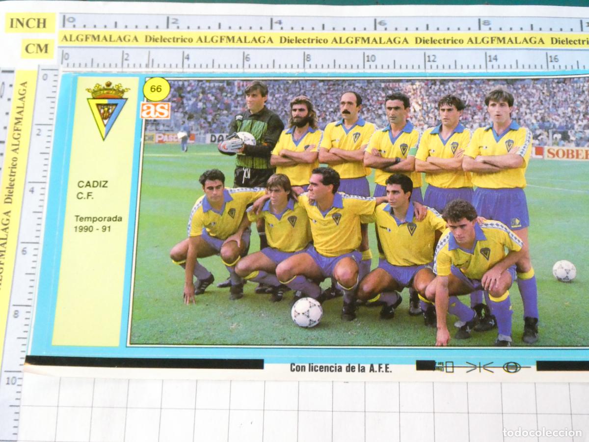 Coleccionismo cromos antiguos: CROMO PEGATINA F&Uacute;TBOL. LIGA AS. TEMPORADA 1990 1991 66 C&Aacute;DIZ PLANTILLA EQUIPO. 54