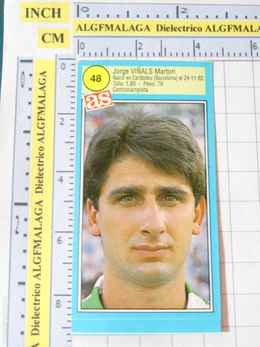 Coleccionismo cromos antiguos: CROMO PEGATINA F&Uacute;TBOL. ASES LIGA AS. TEMPORADA 90 91 1990 1991 48 JORGE VI&Ntilde;ALS REAL BETIS. 55