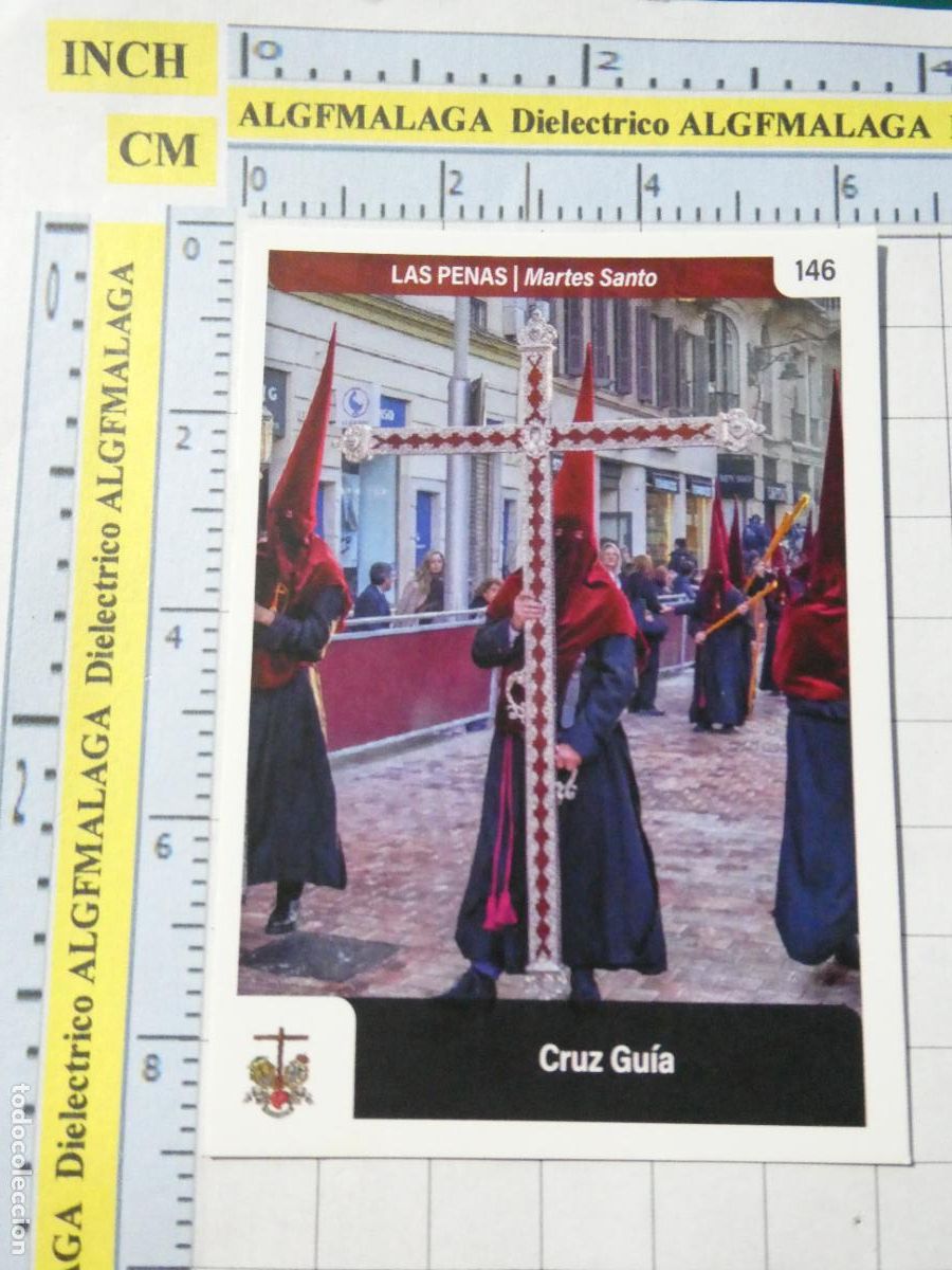 Coleccionismo cromos antiguos: CROMO TARJETA HOLY CARDS SEMANA SANTA M&Aacute;LAGA. 146 LAS PENAS, CRUZ GU&Iacute;A