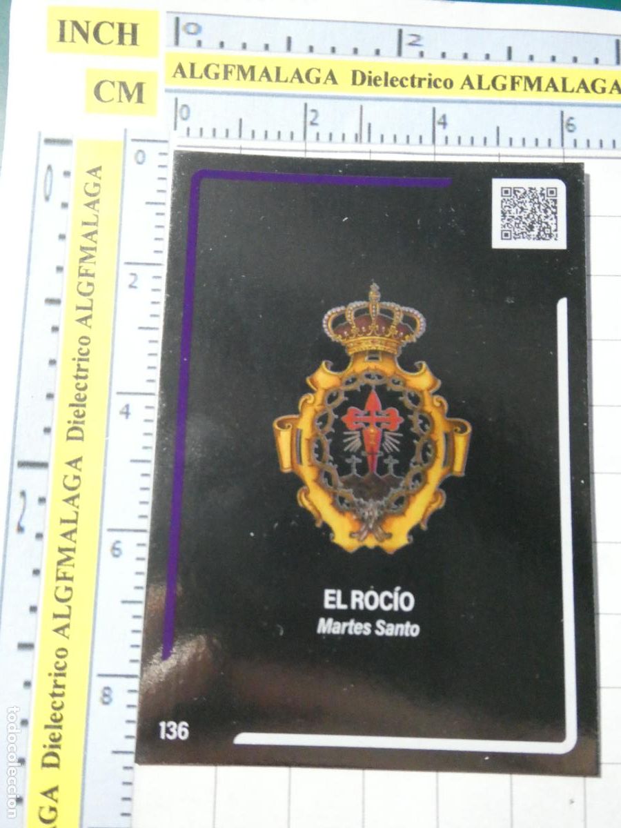 Collectable Antique Stickers: CROMO TARJETA HOLY CARDS SEMANA SANTA M&Aacute;LAGA. 136 EL ROC&Iacute;O ESCUDO