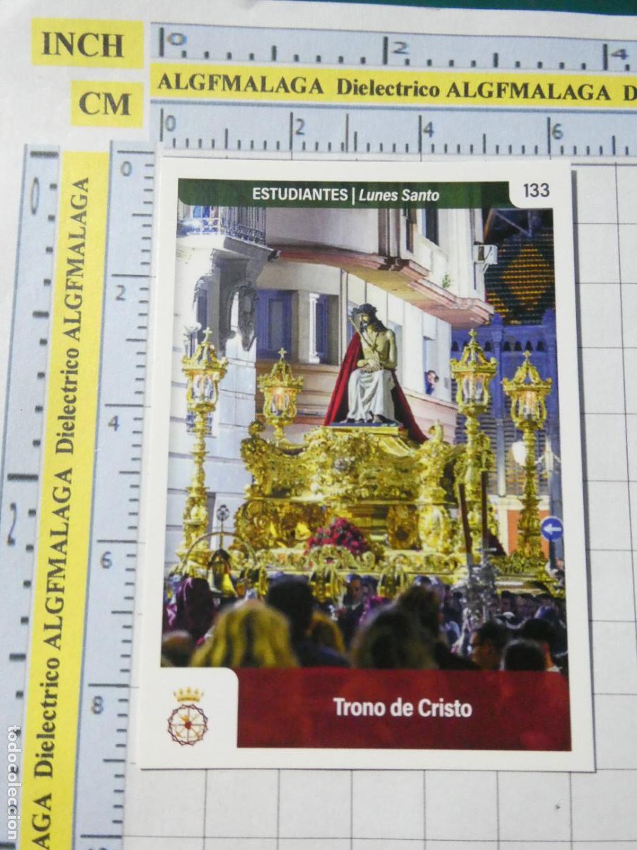 Collectable Antique Stickers: CROMO TARJETA HOLY CARDS SEMANA SANTA M&Aacute;LAGA. 133 ESTUDIANTES TRONO DE CRISTO