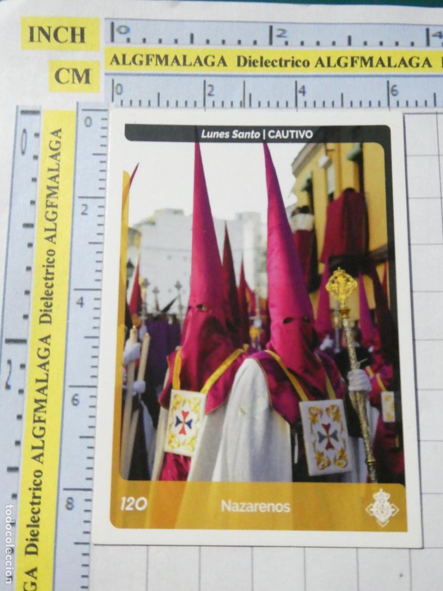 Collectable Antique Stickers: CROMO TARJETA HOLY CARDS SEMANA SANTA M&Aacute;LAGA. 120 CAUTIVO NAZARENOS