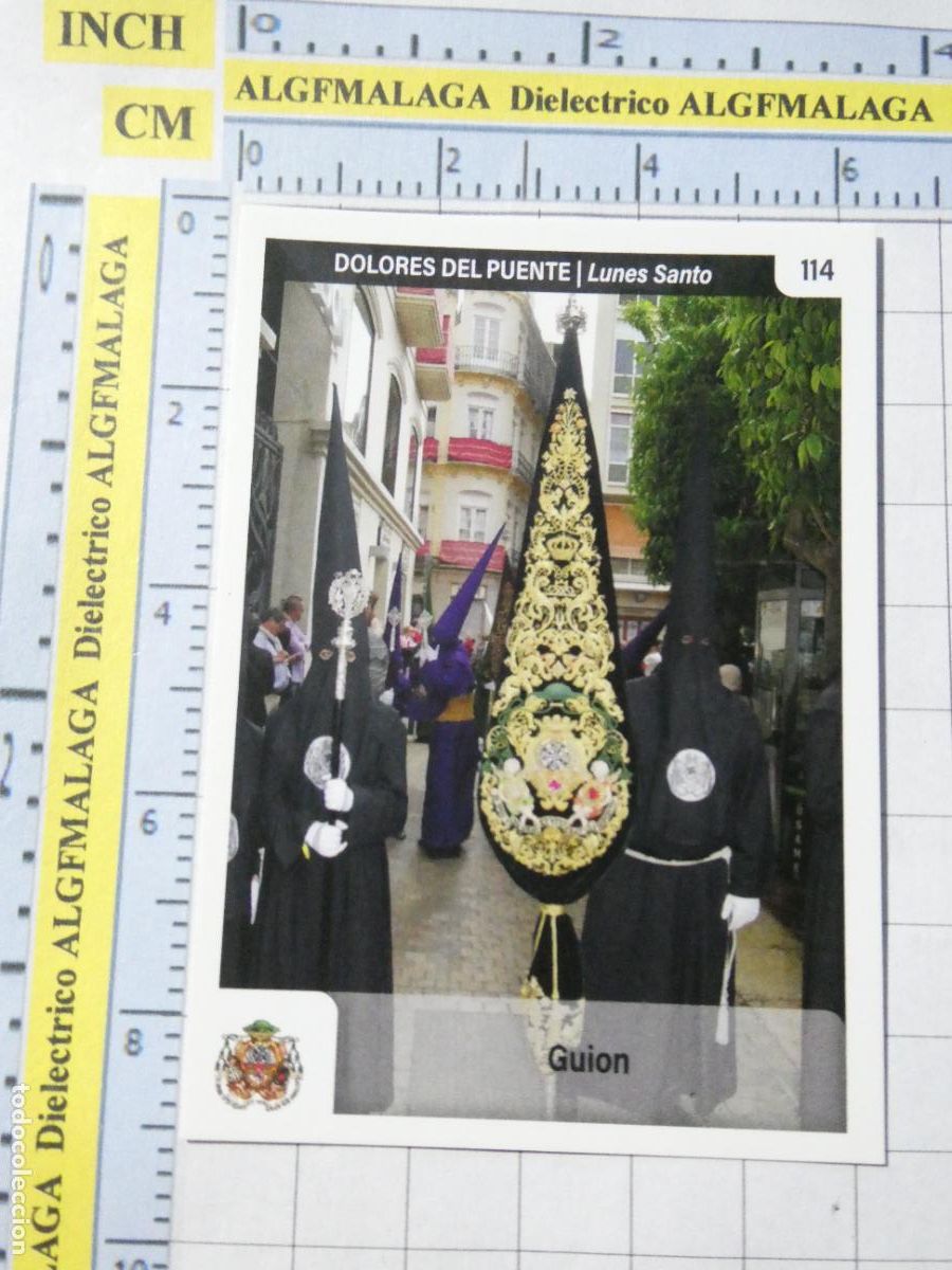 Coleccionismo cromos antiguos: CROMO TARJETA HOLY CARDS SEMANA SANTA M&Aacute;LAGA. 114 DOLORES DEL PUENTE GUI&Oacute;N