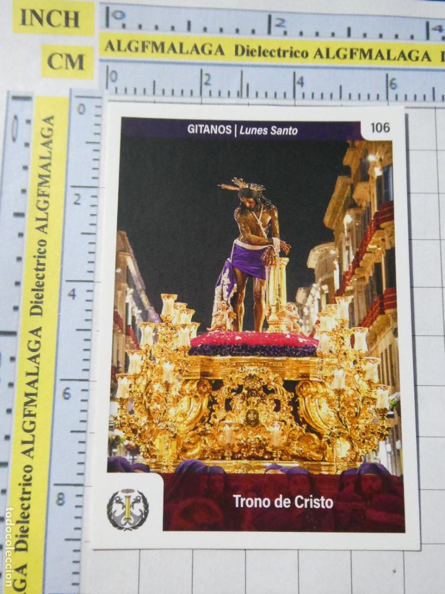 Coleccionismo cromos antiguos: CROMO TARJETA HOLY CARDS SEMANA SANTA M&Aacute;LAGA. 106 GITANOS TRONO DE CRISTO