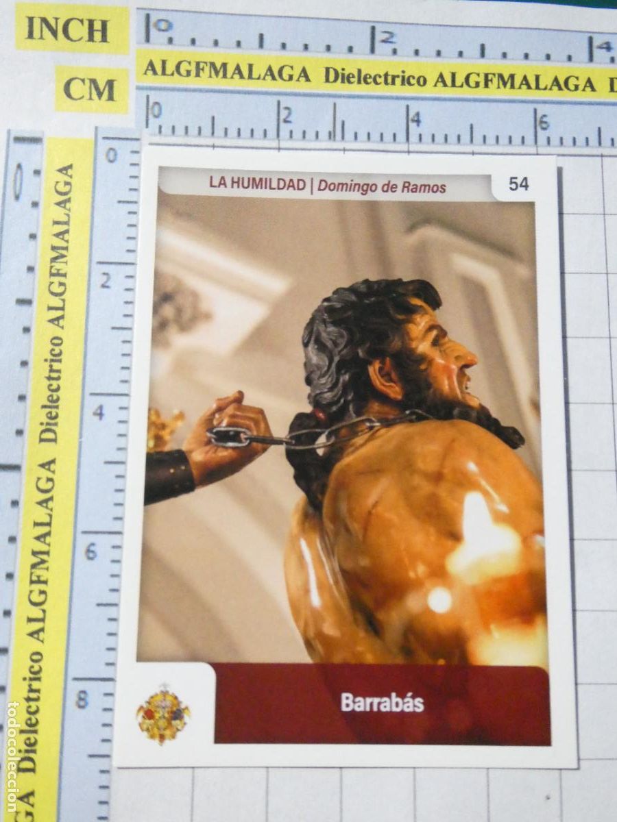 Coleccionismo cromos antiguos: CROMO TARJETA HOLY CARDS SEMANA SANTA M&Aacute;LAGA. 54 LA HUMILDAD BARRAB&Aacute;S