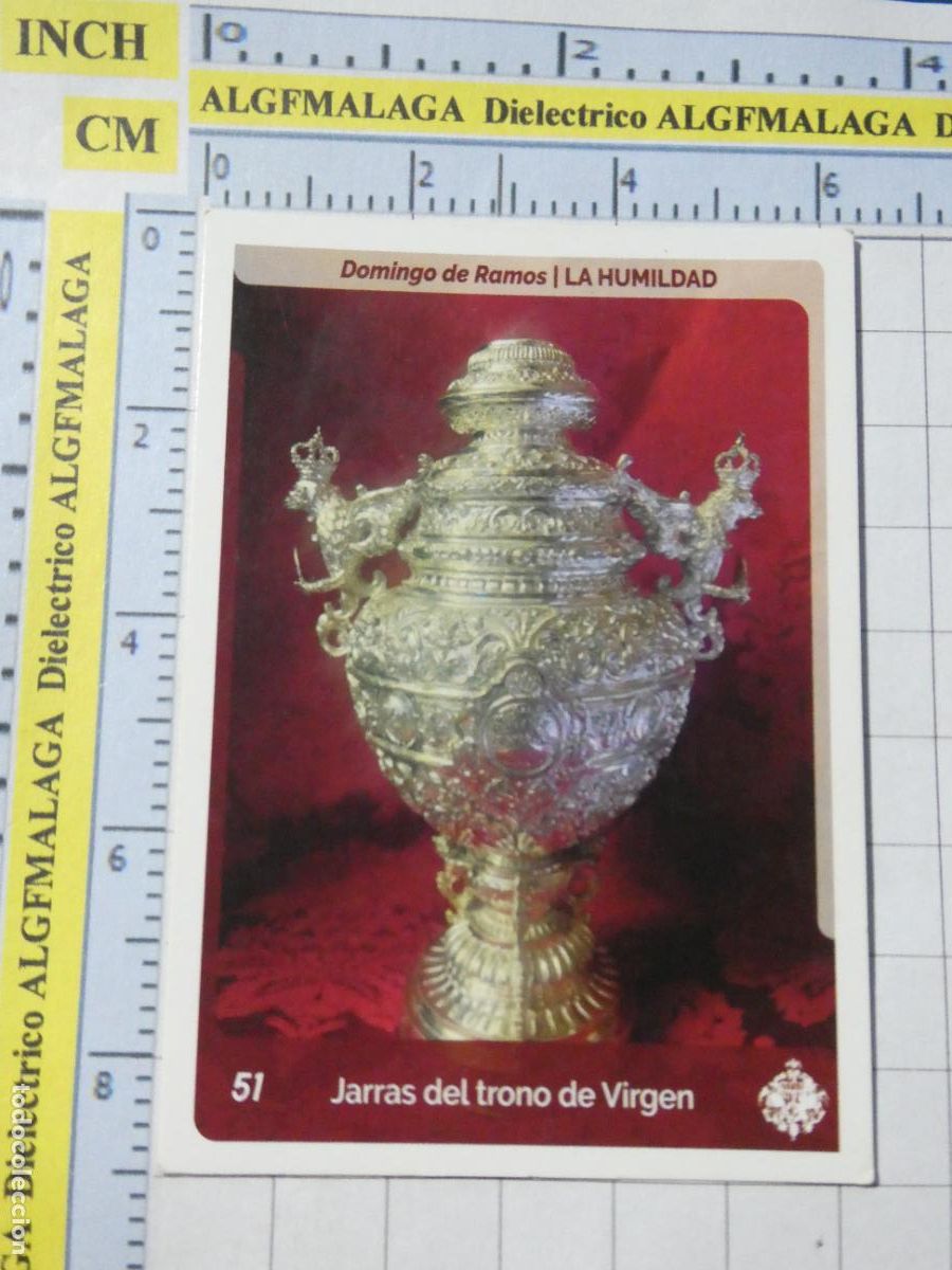 Coleccionismo cromos antiguos: CROMO TARJETA HOLY CARDS SEMANA SANTA M&Aacute;LAGA. 51 LA HUMILDAD JARRAS TRONO DE VIRGEN