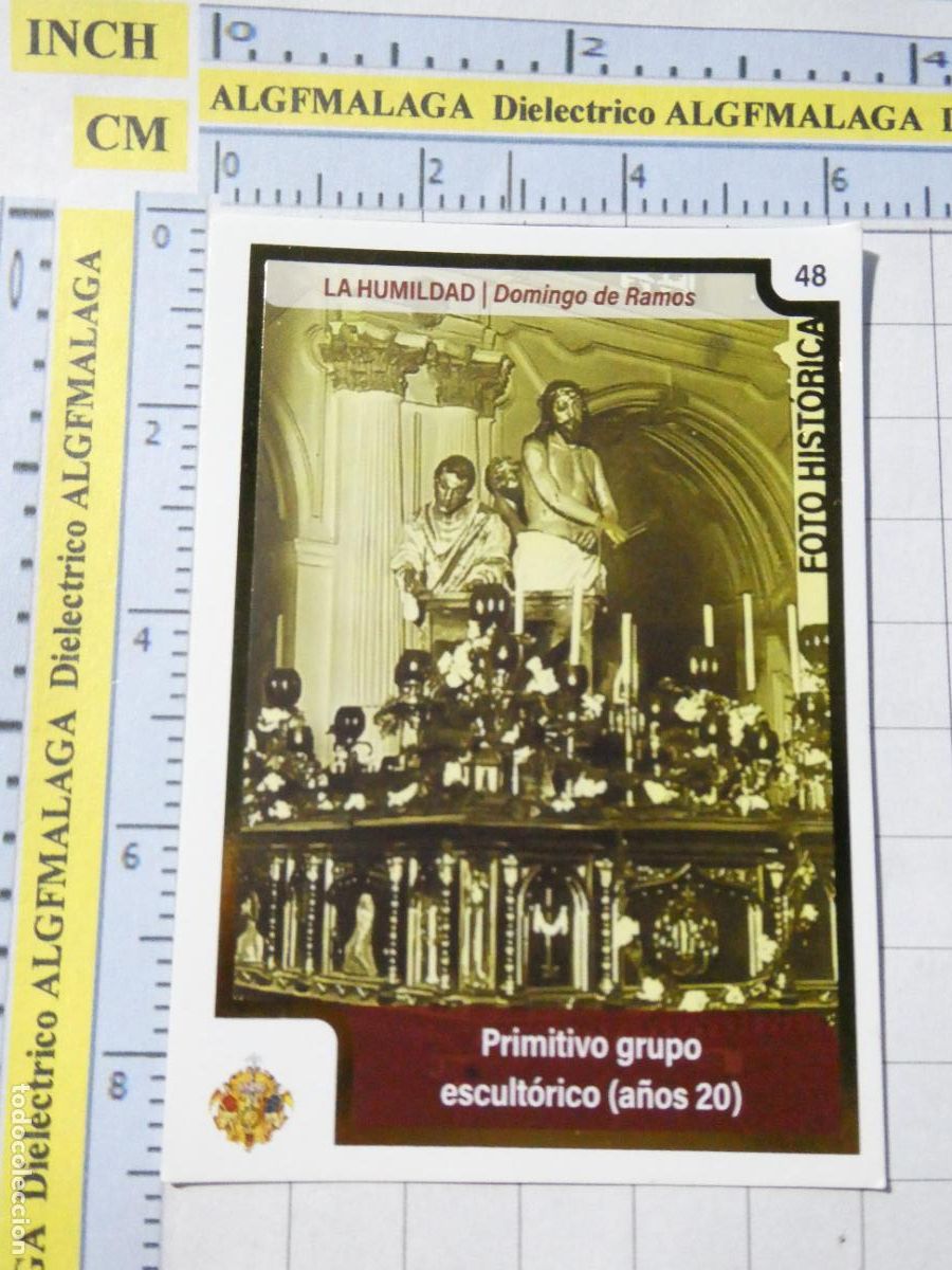 Coleccionismo cromos antiguos: CROMO TARJETA HOLY CARDS SEMANA SANTA M&Aacute;LAGA. 48 LA HUMILDAD PRIMITIVO GRUPO A&Ntilde;OS 20