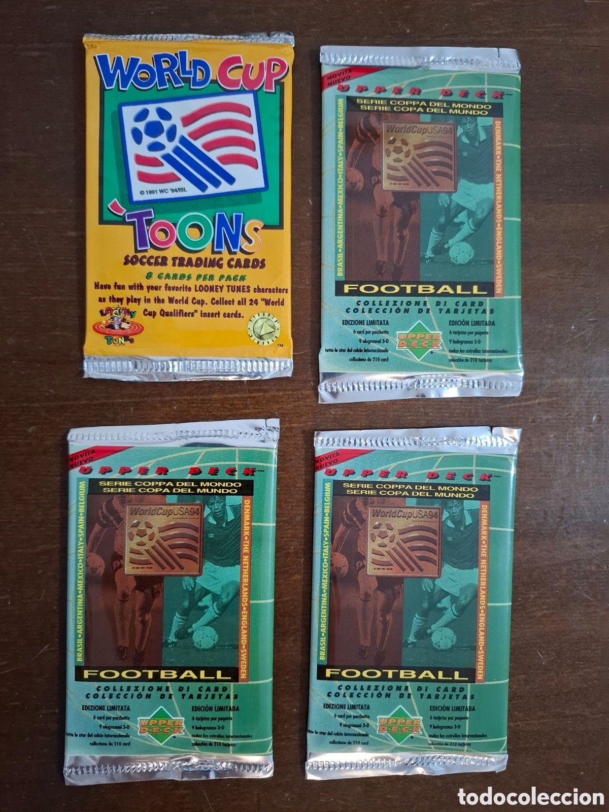Coleccionismo cromos antiguos: Lote sobres Upper deck Usa 94 mundial + looney tunes version