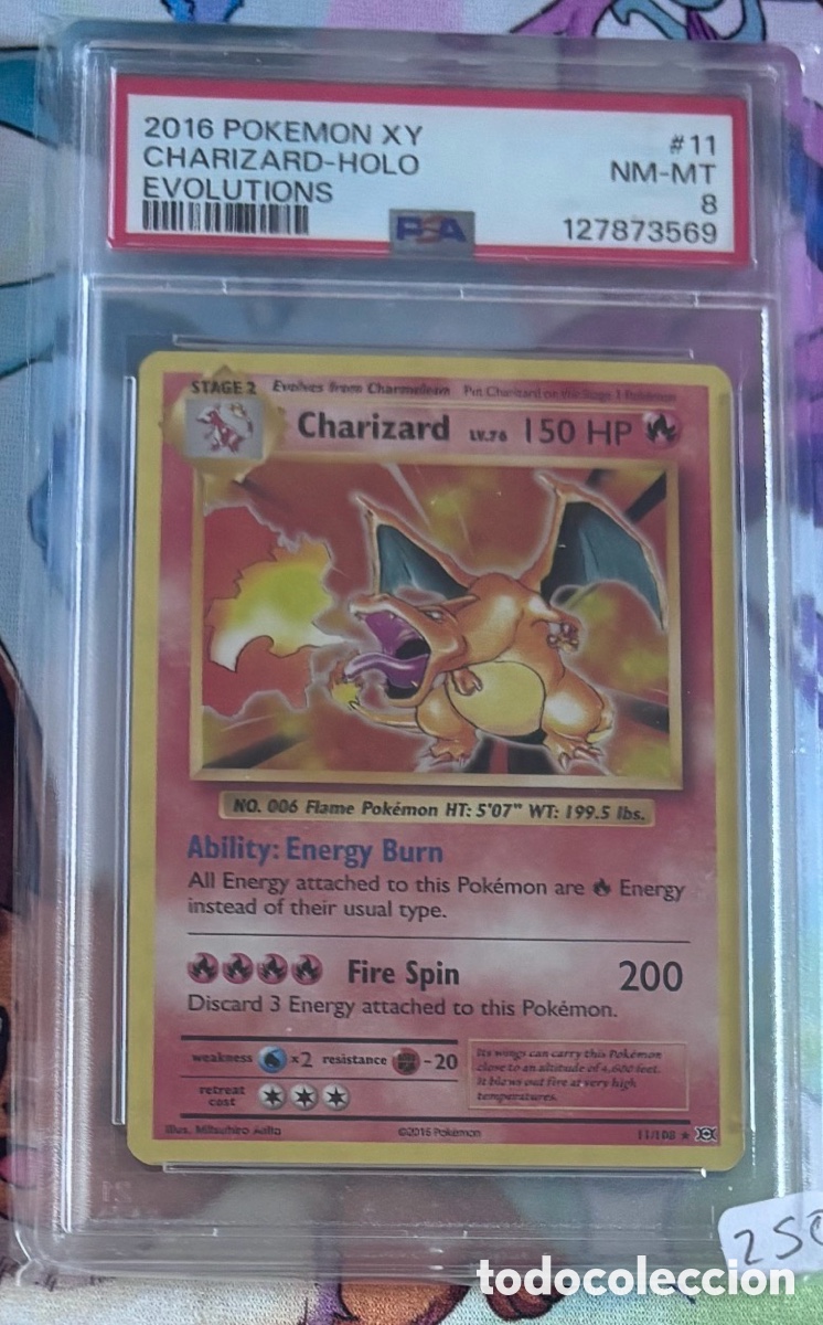 Coleccionismo cromos antiguos: Carta Pokemon TCG PSA 8 CHARIZARD HOLO EVOLUTIONS 2016 - Foto 1
