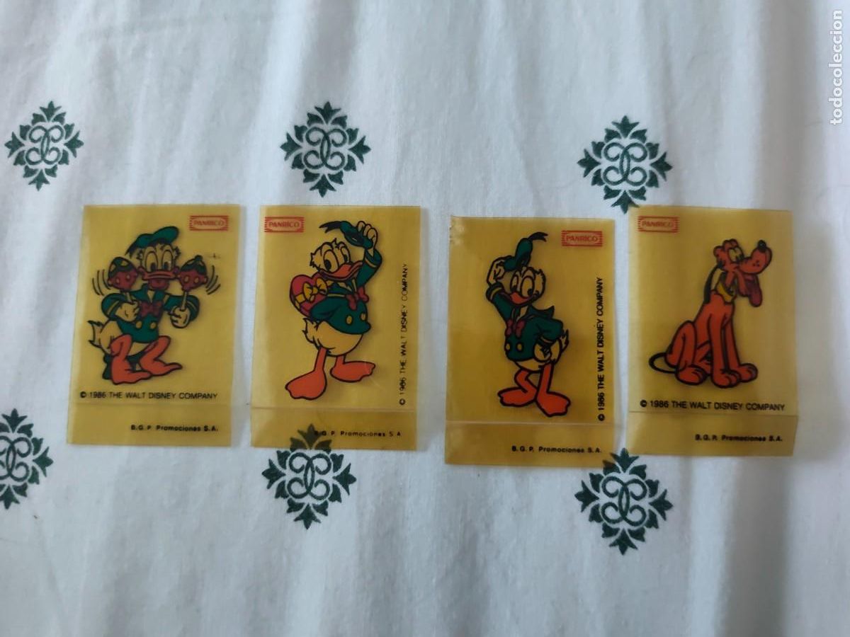 Coleccionismo cromos antiguos: Panrico - 4 Cromos lamina de pl&aacute;stico Disney 1986