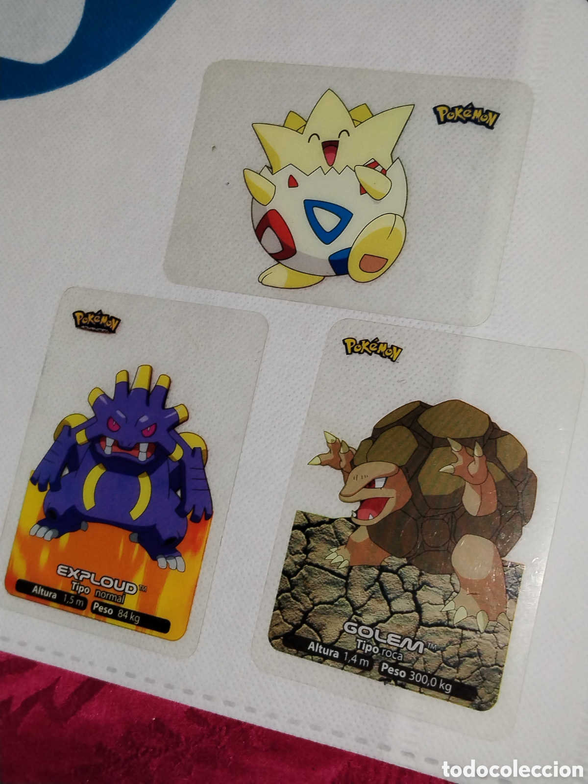 Coleccionismo cromos antiguos: Tres lamicards Pok&eacute;mon.