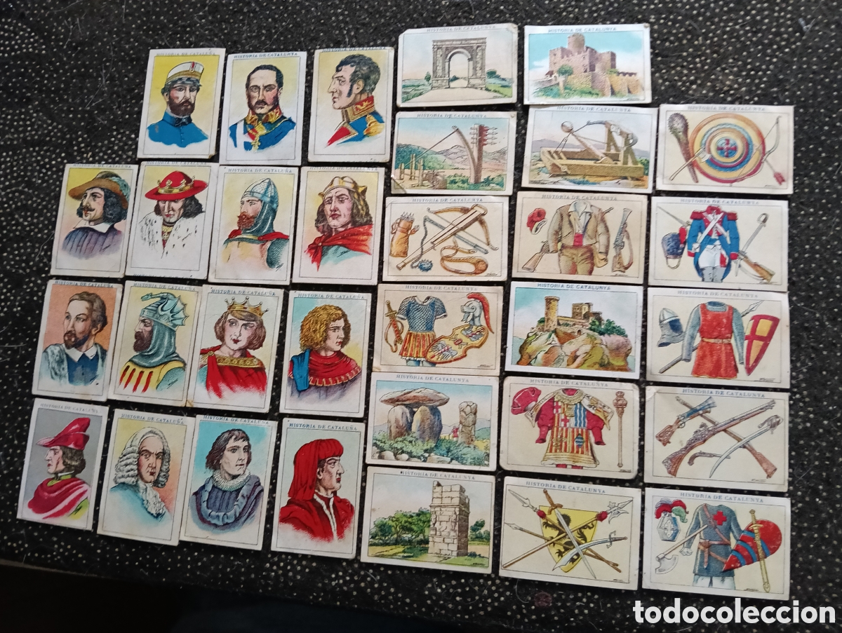 Coleccionismo cromos antiguos: Historia de Catalunya Lote de 32 cromos todos diferentes y en muy buen estado, escucho ofertas.
