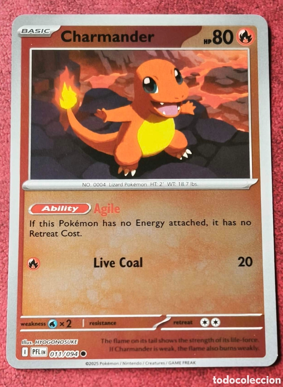Coleccionismo cromos antiguos: Pokemon. 2025. Charmander. #11. Ingl&eacute;s, dorada