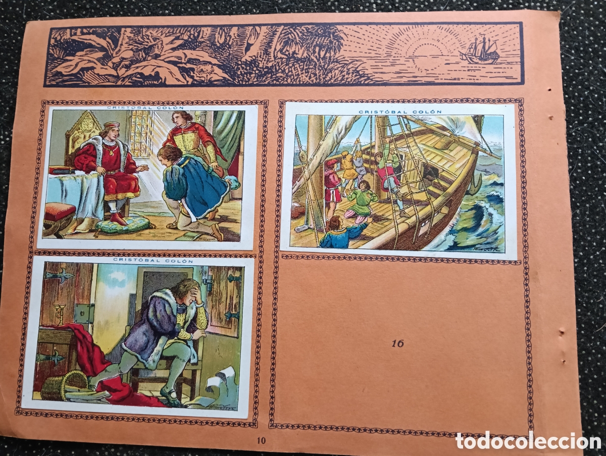 Coleccionismo cromos antiguos: N&deg; 2 Historia de Crist&oacute;bal Col&oacute;n de Chocolate JUNCOSA, cada hoja tiene un n&uacute;mero de cromos &rdquo;PEGADOS&rdquo;