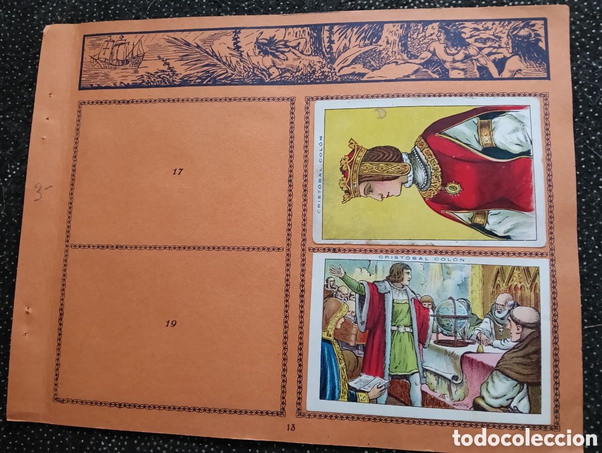 Coleccionismo cromos antiguos: N&deg; 3 Historia de Crist&oacute;bal Col&oacute;n de Chocolate JUNCOSA, cada hoja tiene un n&uacute;mero de cromos &rdquo;PEGADOS&rdquo;