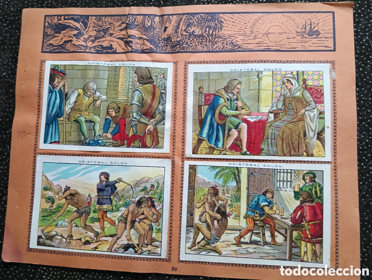 Coleccionismo cromos antiguos: N&deg; 10 Historia de Crist&oacute;bal Col&oacute;n de Chocolate JUNCOSA cada hoja tiene un n&uacute;mero de cromos &rdquo;PEGADOS&rdquo;