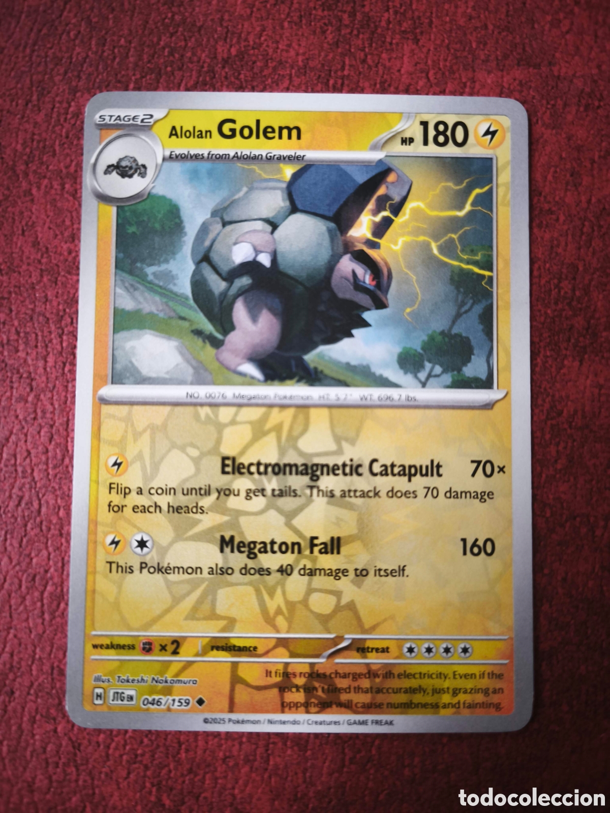 Coleccionismo cromos antiguos: Pokemon. 2025. Golem #46, dorada, en ingl&eacute;s - Foto 1