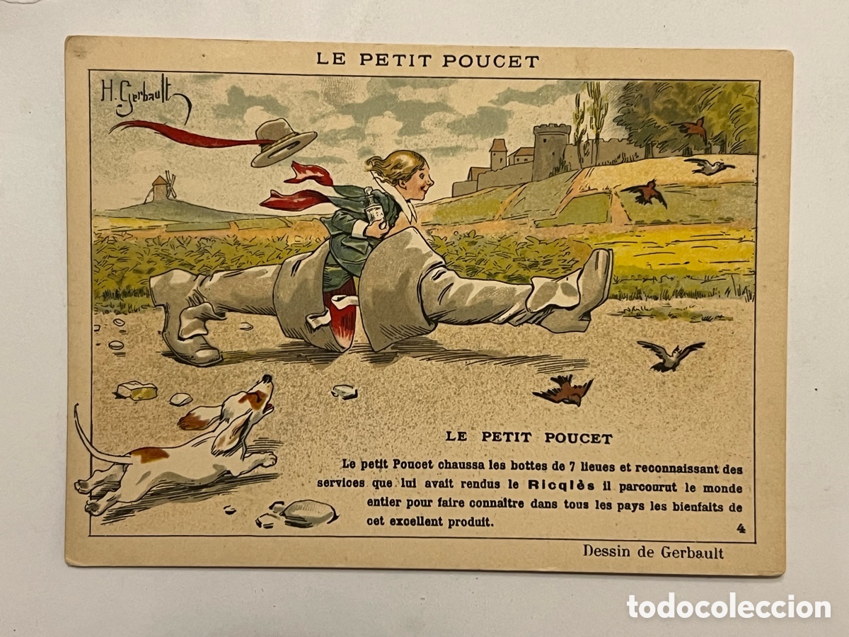 Collezionismo Figurine antiche: CROMO No.4, ALCOHOL MENTA RICQLES,1905 CUENTOS DE HADAS ILUSTRADOR PETIT POUCET GERBAU (9,5 x 13)